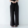 thumbnail image 2 of Timegard Womens Cotton Linen Pants Wide Leg Elastic Waisted Drawstring Casual Loose Trousers with Pockets, 2 of 4