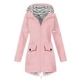 thumbnail image 2 of Women Solid Rain Jacket Outdoor Plus Size Waterproof Hooded Windproof Loose Coat, 2 of 6