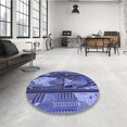 thumbnail image 4 of Ahgly Company Tapis d'Intérieur Ronds Transitionnels Bleu Ciel Lavables à la Machine, 5 Pieds Rond, 4 of 7