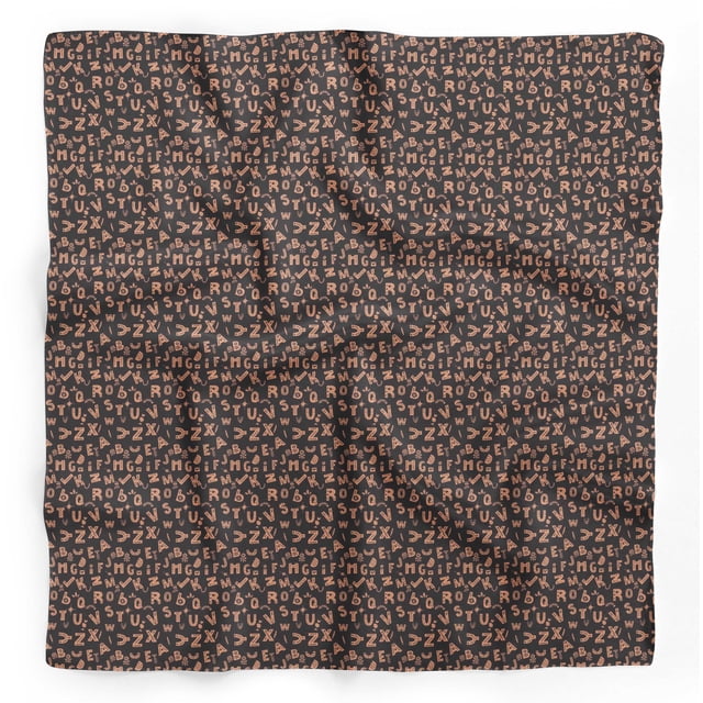 Bimba Orange Alphabet Text Printed Pure Silk Scarf For Hair Neck Head Bandanas For Women 40 x 80 Inches