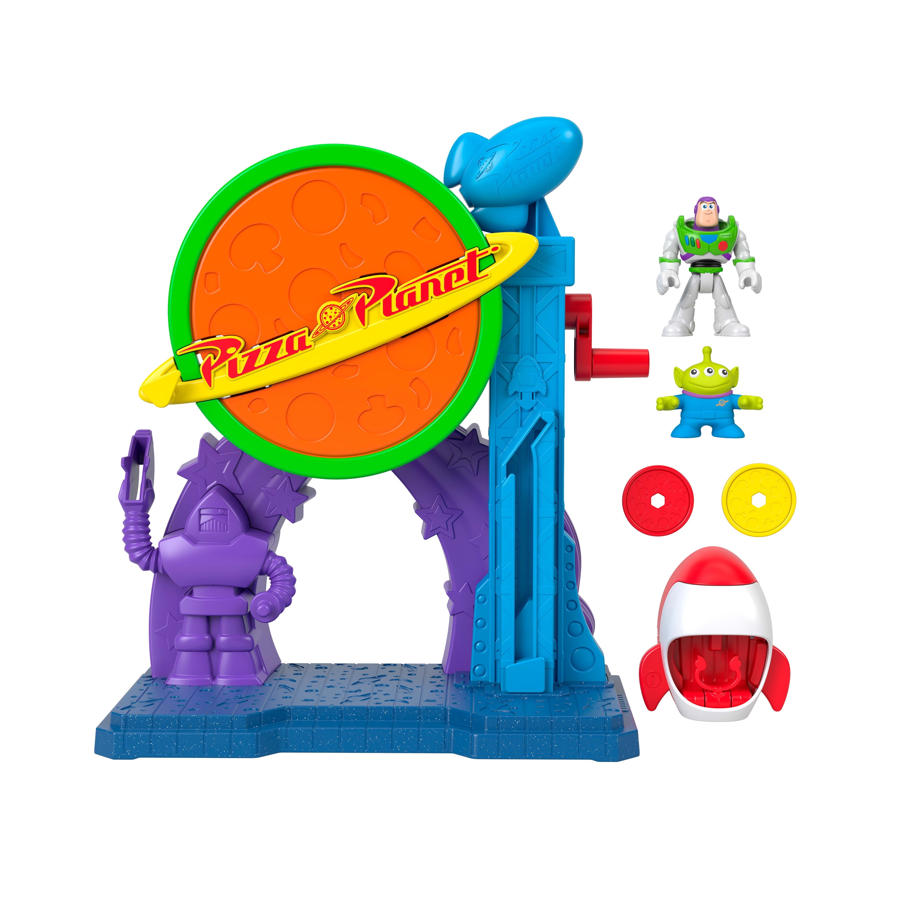 Imaginext Disney and Pixar Toy Story Pizza Planet Playset with Action Figure & Toy Rocket
