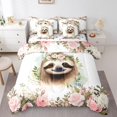 thumbnail image 1 of YST Kawaii Sloth Ensemble de Literie Fleur de Printemps, Feuilles Vertes - 7 Pcs, Full, 1 of 4