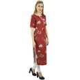 thumbnail image 3 of Bimba Kurta Bordeaux à Imprimé Floral pour Femme Tunique Classique Chic de Designer Décontractée-8, 3 of 9