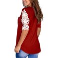 thumbnail image 3 of Pompotops T-Shirt en Dentelle à Manches Courtes et Col V pour Femmes, 3 of 4