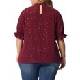 thumbnail image 3 of GRACE & GRANDEUR Blouse à Manches Bouffantes Plissée à Col Montant à Imprimé d'Étoiles pour Femme Grande Taille3X Rouge, 3 of 6