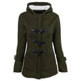 thumbnail image 1 of Fiogavroetic Women Color Horn Buttons Cardigan Padded Hooded Coat Jacket Overcoat, 1 of 4