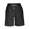 thumbnail image 3 of Cameland Men's Summer Casual Shorts Drawstring Elastic Waist With Pockets Work Shorts Solid Color Beach Shorts, 3 of 5