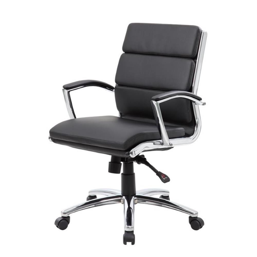 Boss Office CaressoftPlus Executive Mid-Back Chair in Black