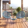thumbnail image 4 of Costway 3PCS Patio Acapulco Furniture Bistro Set Plastic Rope Glass Table, 4 of 10