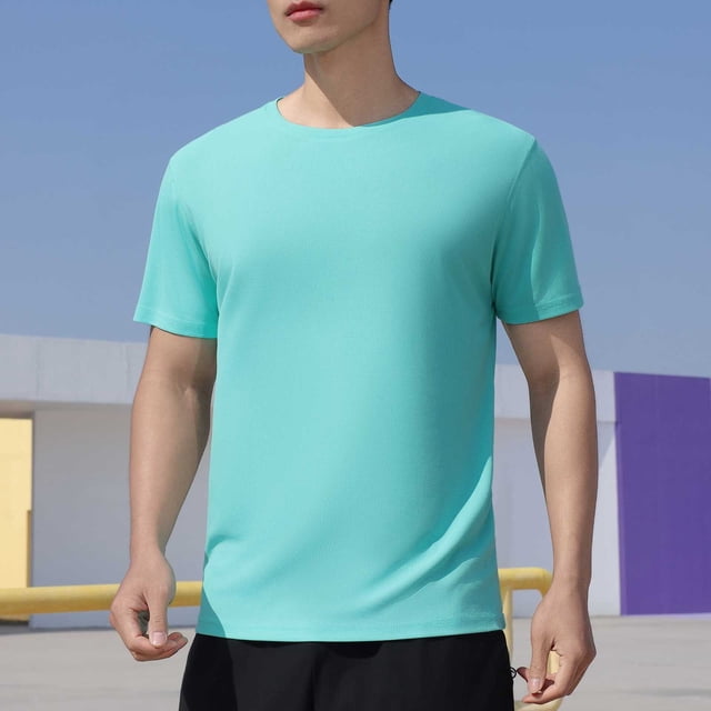 Styesk T-Shirts pour Homme Couleur Unie Décontracté Élastique Sports Manches Courtes Col Rond Blouses