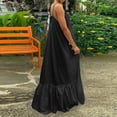 thumbnail image 4 of HKEJIAOI Robes de Sortie pour Femmes Offres Liquidation Cadeau de la Saint-Valentin Femmes Mode Décontractée Robe Unie à Bretelles Poche Ample Dos Nu Grande Robe Évasée Noir, 4 of 7