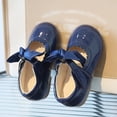 thumbnail image 2 of Splozh Kids Girls Mary Jane Summer and Spring Girls Boots Cute Flat Solid Color Round Head Ribbon Bow Hook Loop Blue,3.5-4 Years, 2 of 3