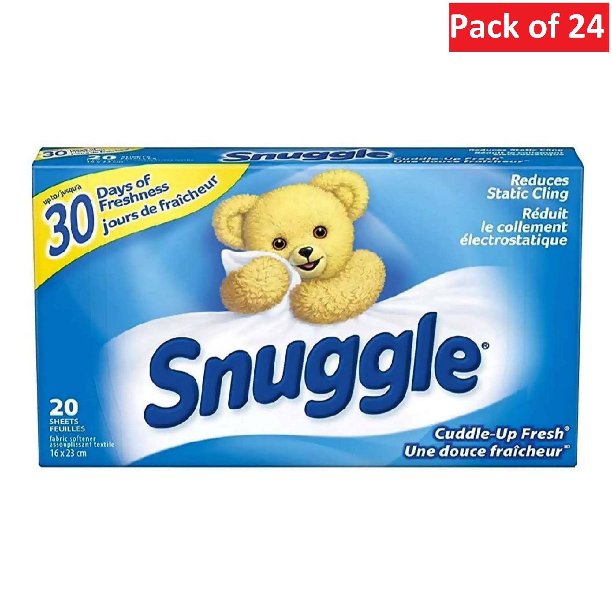 Snuggle Dryer Sheets - 20 Sheets per Pack - Pack of 24 - 480 Dryer Sheets Total