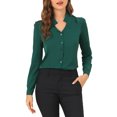 thumbnail image 1 of INSPIRE CHIC Chemise Élégante à Manches Longues Col en V pour Femmes P Vert, 1 of 7