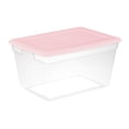 thumbnail image 1 of Sterilite 55 Liter Storage Box, Clear Plastic Storage Bin with Snap-on Lid, Pink, 1 of 5