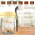 thumbnail image 2 of Overnight Oats Container Glass Cereal Cups to Go with Spoon Yoghurt Cup to Go Cup with Lid Cereal Airtight Container, 2 of 6