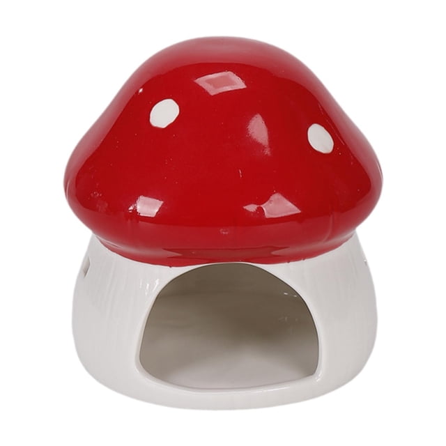 S SERENABLE Ceramic Hamster House Cute Outdoor Sturdy Habitat for Rats Gerbils Squirrels Red