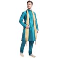 thumbnail image 4 of Kurta Foulard de Pyjama pour Hommes Robe de Fête de Mariage Indienne (Turquoise, 3TG), 4 of 6