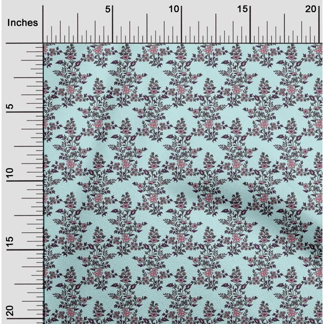oneOone Cotton Flex Fabric Leaves & Floral Block Decor Fabric Printed BTY 40 Inch Wide