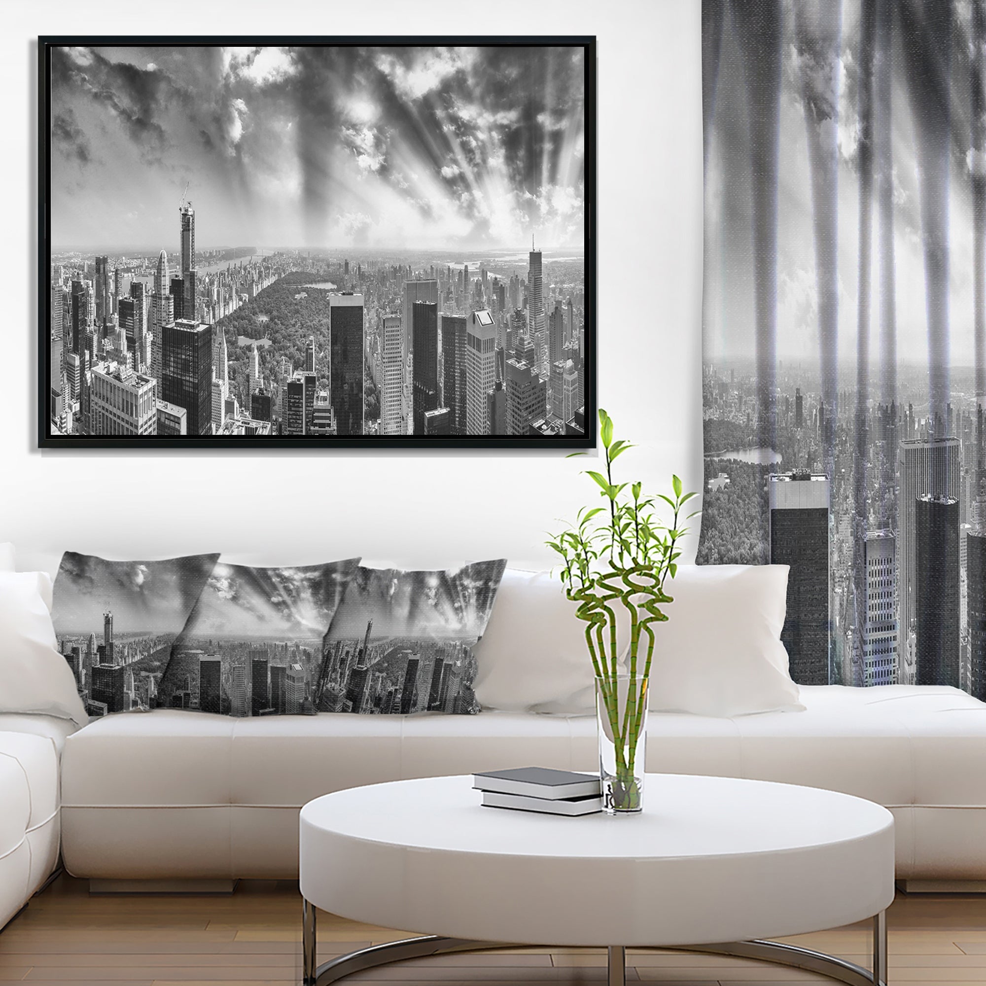 Design Art Central Park And Surrounding Buildings Framed Canvas Print