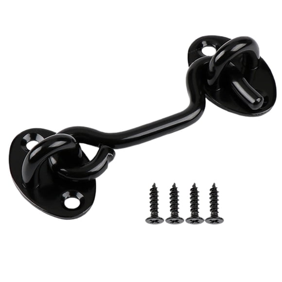 WHEANG Crochets pour Suspendre Serrure Crochets de Cabine Robustes Porte Moustiquaire et Noir 4 Pouces Serrure de Porte Coulissante Noire avec Vis pour Fenêtre Crochets de Cabine Taille Unique Noir