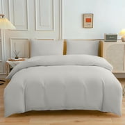Washed Cotton Bedding Set Solid Color | 4-Piece Set Duvet Cover 180x220cm | Bedsheet 230x230cm | 2 Pillowcases 48x74cm | Soft Breathable Skin-Friendly Fabric | Universal Fit