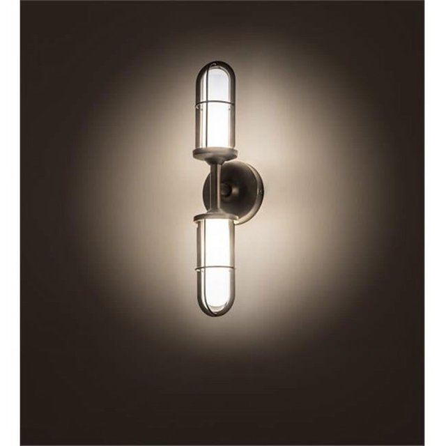 Meyda Jaula Wall Sconce Multicolour Weathered Brass White Opaque Glass LED 4.5 in Wide