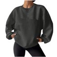 thumbnail image 1 of Pisexur Chandail en Molleton Femme Décontracté Ample Automne Chandails en Molleton pour Femmes Couleur Unie Col Rond Chandail en Molleton Manches Longues Chemises pour Femmes Mode Chandail en Molleton Texturé Uni Chandail Tops, 1 of 7