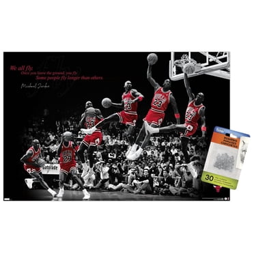Michael Jordan - Fly 14.725" x 22.375" Wall Poster with Poster Mounts, by Trends International