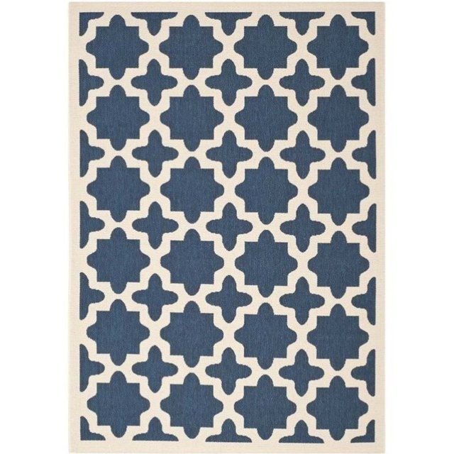 Safavieh Courtyard Polypropylene Medium Rectangle Rug CY6913-268-5 in Navy and Beige
