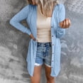 thumbnail image 2 of Mrat Cardigan Léger pour Femme à Col Rond, à Boutons, à Manches Longues, Tricot, Ouvert à l'Avant, Chandail de Printemps, Cardigan S-119 Bleu Ciel 3TG, 2 of 7