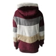 thumbnail image 5 of FAIWAD Women's Full Zip Fuzzy Fleece Hooded Coat Color Block Drawstring Fall Winter Warm Coat with Pockets, 5 of 5