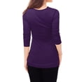 thumbnail image 3 of INSPIRE CHIC Haut Froncé à Col Bénitier pour Femme à Manches Longues avec Boutons Décoratifs pour Tenue Décontractée TG Violet, 3 of 6