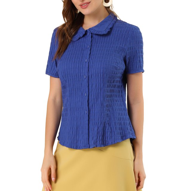 INSPIRE CHIC Chemise Douce pour Femme Vintage à Col Poupée Doux Boutonnée