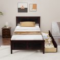 thumbnail image 4 of Gymax Twin Size Wooden Bed Frame with 2 Storage Drawers & Under-bed Storage Espresso, 4 of 10