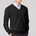 thumbnail image 2 of Xcmzpl Chandail-Robe à Col en V pour Hommes, Tricot, Manches Longues, Coupe Ajustée, Chandails Mode, Chandail à Enfiler, Chandail de Base Uni, Hauts de Chandail d'Automne, 2 of 6