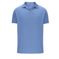 thumbnail image 2 of Styesk T Shirts for Man Men's Solid Color Shirt Pullover Lapel Vertical Strip Button Long-Sleeved Lapel Top, 2 of 5