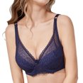 thumbnail image 2 of Lace , Push Up  Adjustable Shoulder Straps Gathered Full Coverage Deep V  For Everyday Wear Purple,Black,Skin Color,Blue, 2 of 6