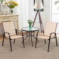 thumbnail image 1 of Costway 2PCS Patio Chairs Dining Chair Deck Yard W/Armrest Beige, 1 of 9
