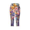 thumbnail image 4 of LSLJS Women's Summer High Waisted Flower Printing Capris Matching Slim Fitting Yoga Gym Pants, Yoga Pants Summer Clothes, 4 of 5
