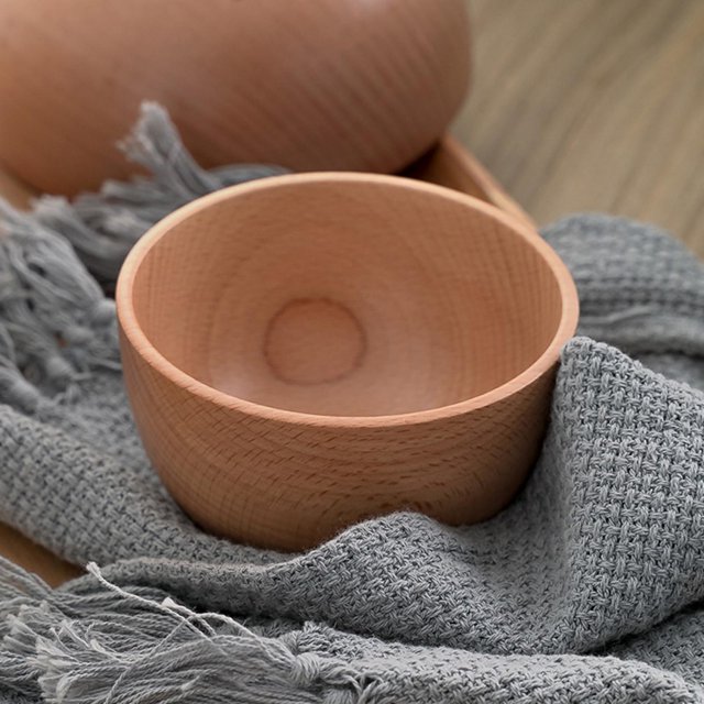 LHCER Bol, Bol en Bois, Bol Rond pour Riz Soupe Salade Ustensiles de Table Récipient Alimentaire Vaisselle Accessoire de Cuisine