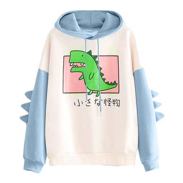 Pompotops Mode Femmes Décontracté Imprimé Manches Longues Sweat-Shirt Dinosaure en Solde