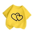 thumbnail image 3 of LUOGENLI T-Shirt pour Filles Enfant Filles Mignon Graphique Col Rond Manche Courte Tee Été Décontracté T-Shirt Chemises pour Filles Travail Grande Taille Jaune 7-8 Ans, 3 of 5