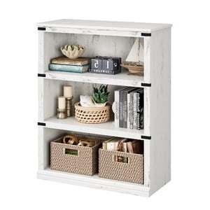Aoile 3 Bibliothèque de niveau, 43.3" Étagère de livre de ferme avec rangement Plaques ouvertes Salon, Chambre à coucher, Blanc