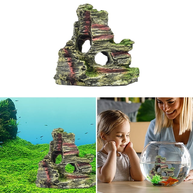Meitianfacai Mountain View Decor Rockery Landscapes Rocks Hiding Cave Tree Aquarium Ornament Fish Tank Decoration