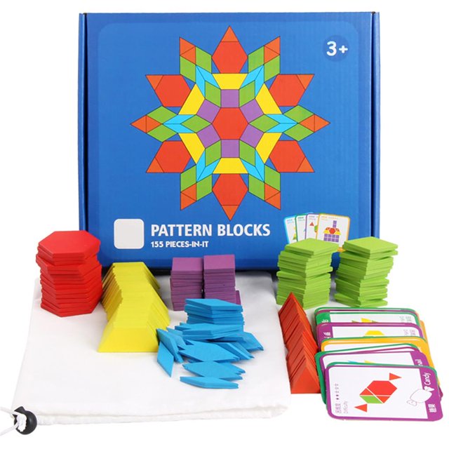 Ruiboury 155Pcs Wooden Blocks Tangram Educational Toys Colourful Building Blocks