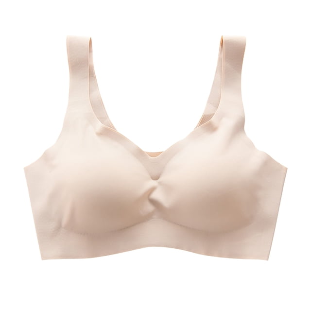 B91xZ Front Close Wirefree Back Support Posture Full Coverage Bra Fashion Plus Size Back-Closure Underwire Bra,Beige M