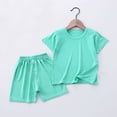 thumbnail image 2 of Zpanxa Toddler Girls Shirts Solid Color Round Neck Short Sleeve Modal Cotton Polyester Top with Shorts Set 6 Months, 2 of 6