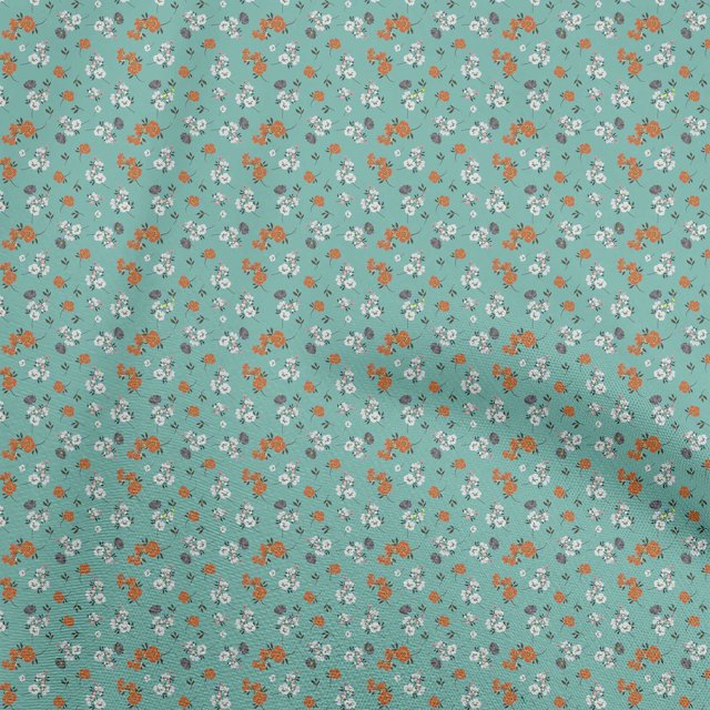 oneOone Rayon Teal Green Fabric Floral Ditsy Craft Projects Decor Fabric Printed By The Yard 56 Inch Wide