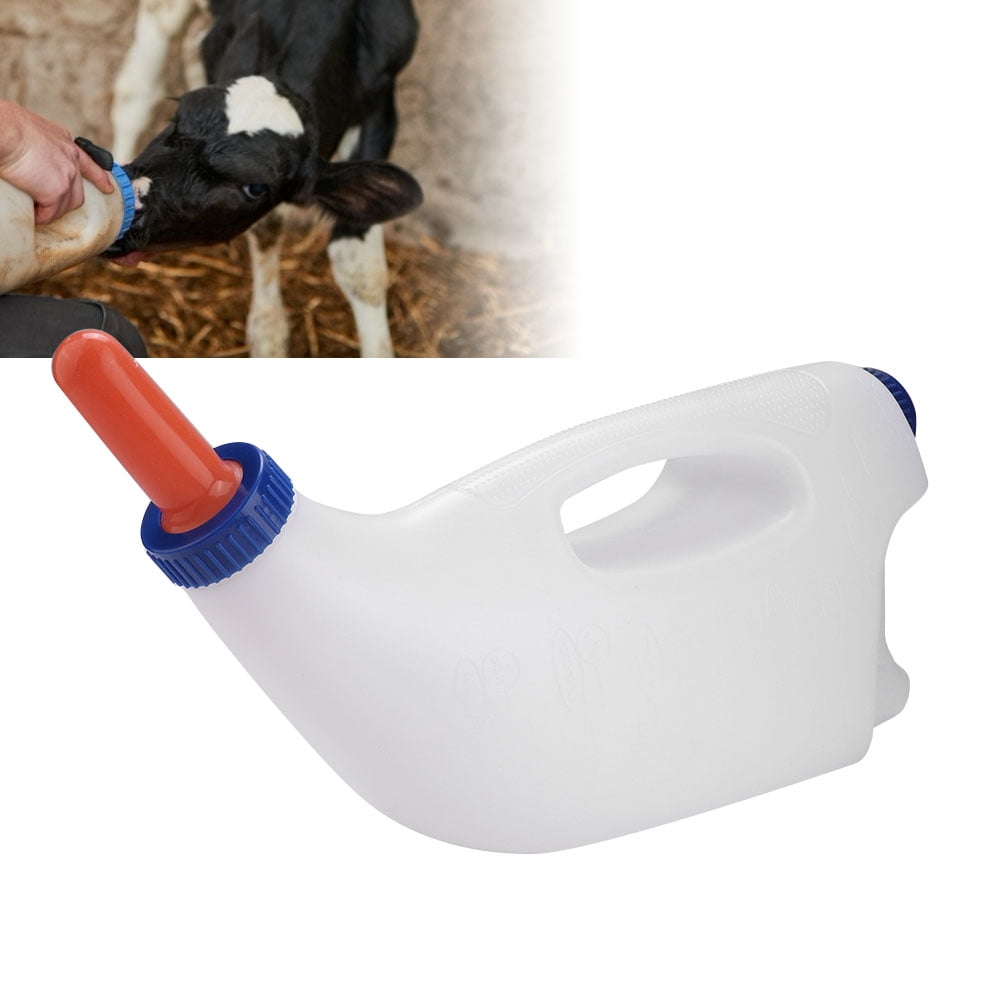 4L Vertical Calf Milk Feeding Bottle, Sheep Lamb Bottle Holder Calf Bottle Cow Baby Bottle Calf Milk Feeder Bottle with Nipple Milking Feeding Replacement for Calf Goat Sheep Cow